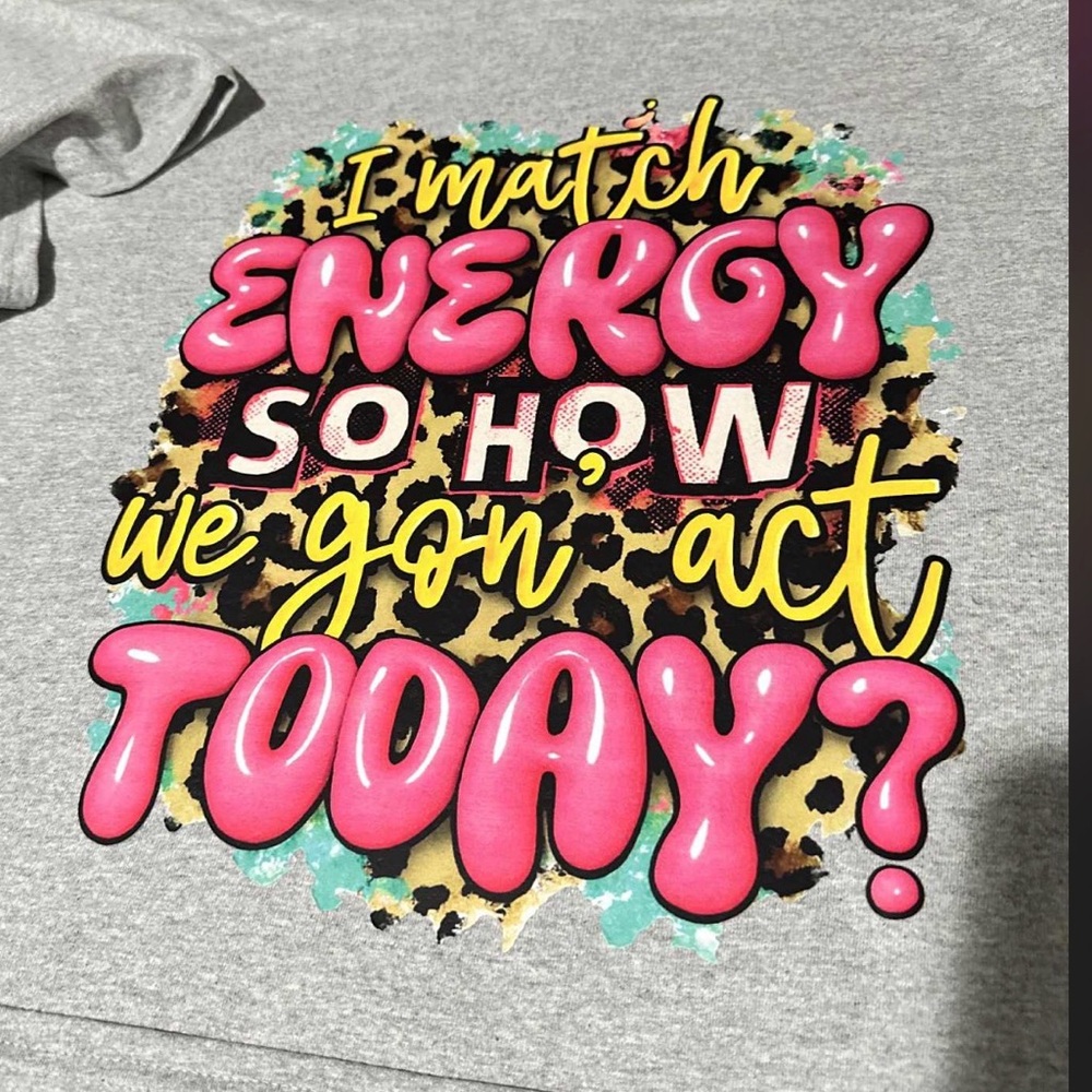 Gildan Gray Tee with Pink and Yellow Graphic